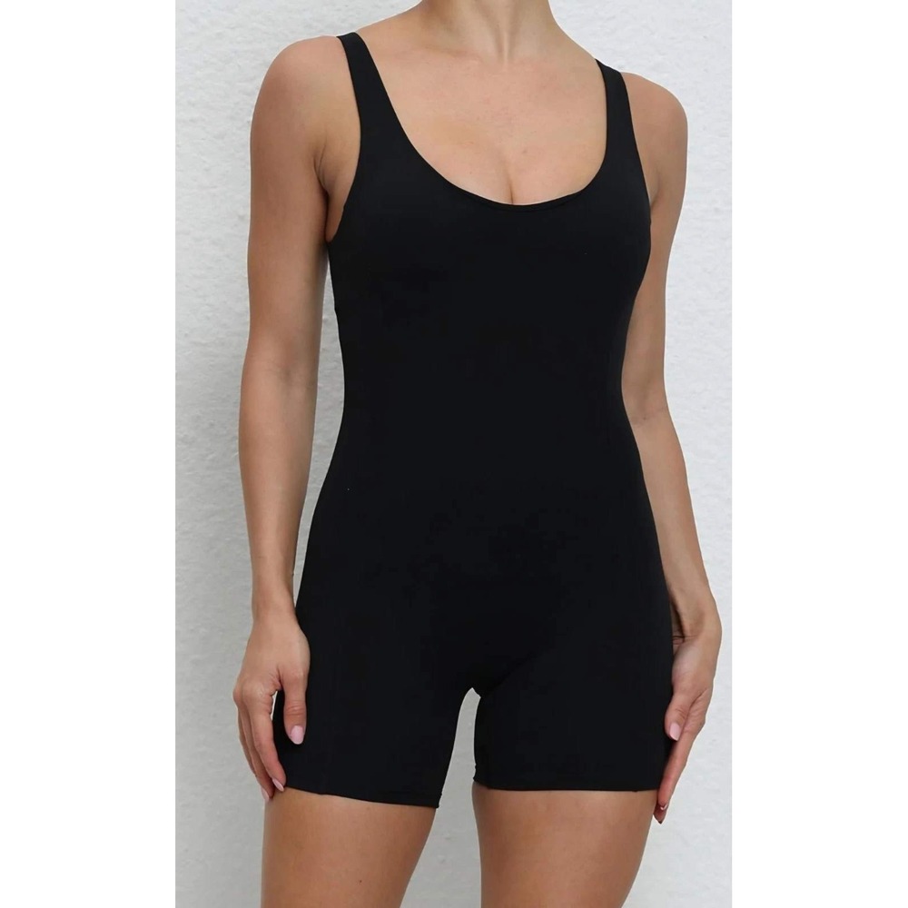Fisoew Women's One Piece Racer Back Tummy Control Body Yoga Romper Sz‎ M/ #26214